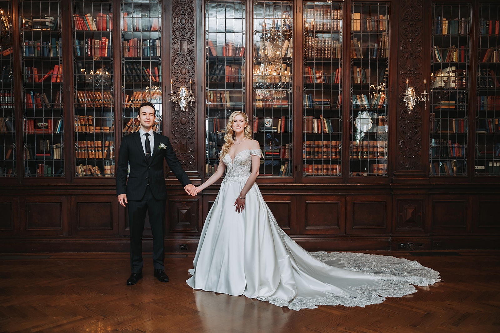 Romantic wedding photography at Casa Loma Library in Toronto